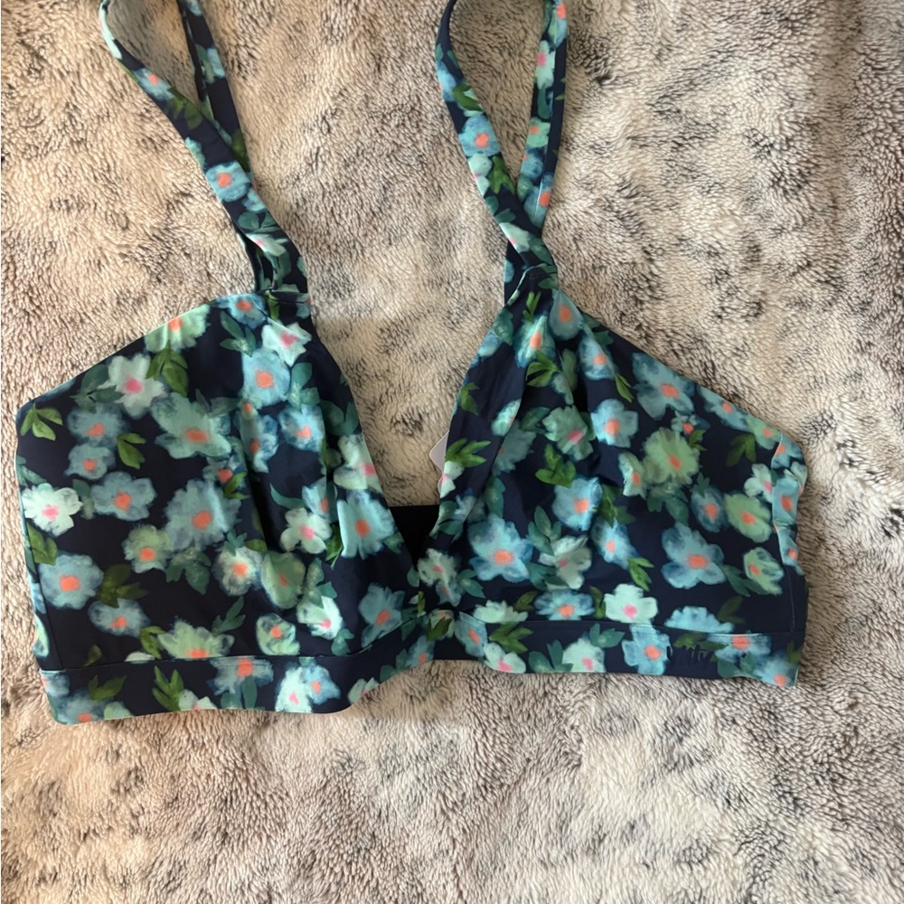 Fabletics Floral Sports Bra - Blue and Green